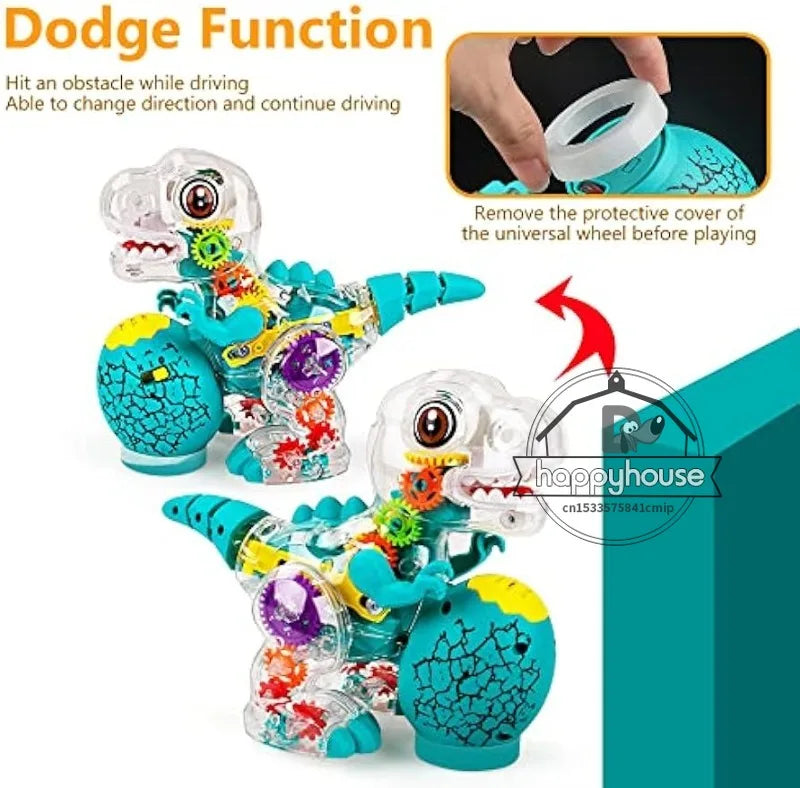 Transparent Toy Car for kids Electronic Light Sound Music Electric Gear Dinosaur Toys for Toddlers Boys Educational Crawling Toy Good Vibrations