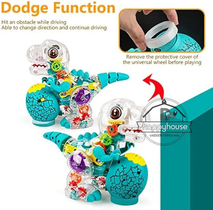 Transparent Toy Car for kids Electronic Light Sound Music Electric Gear Dinosaur Toys for Toddlers Boys Educational Crawling Toy Good Vibrations