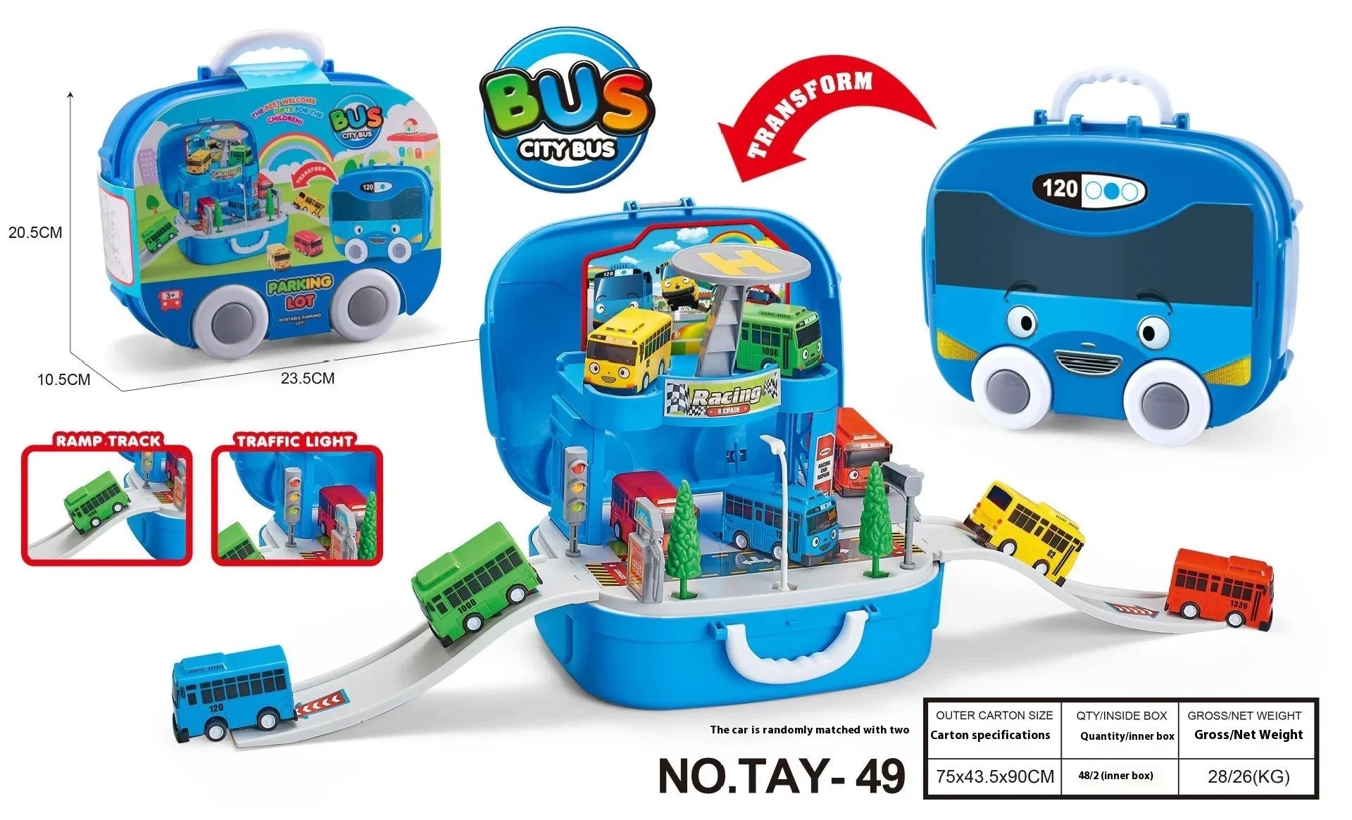 Korean Tayo The Little Bus Slingshot & Pull-Back Car Diy Track Toy Set Tayo Cartoon Car Toy Collection Car Model Christmas Gifts Good Vibrations