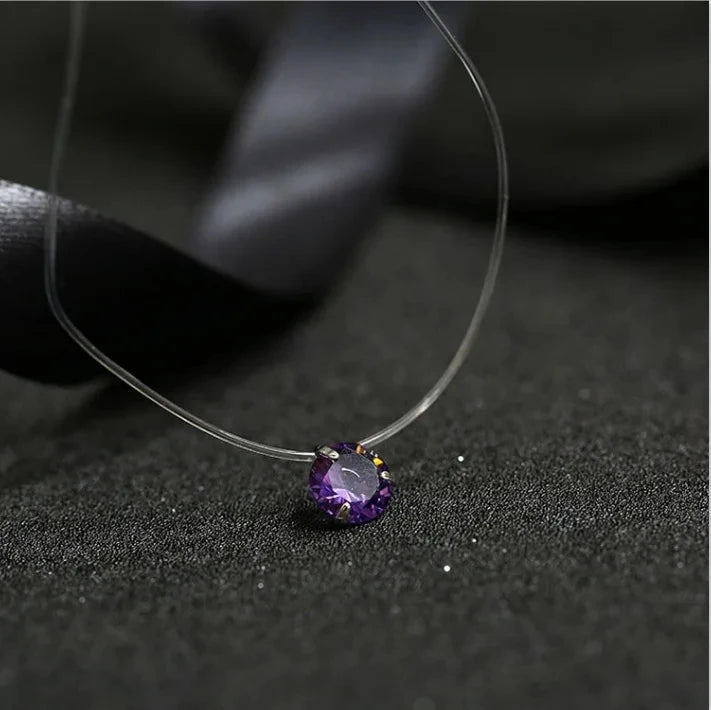 5 Colors Dazzling Zircon Necklace Invisible Transparent Fishing Line Simple Pendant Necklace Jewelry For Women Pearl Jewelry Good Vibrations
