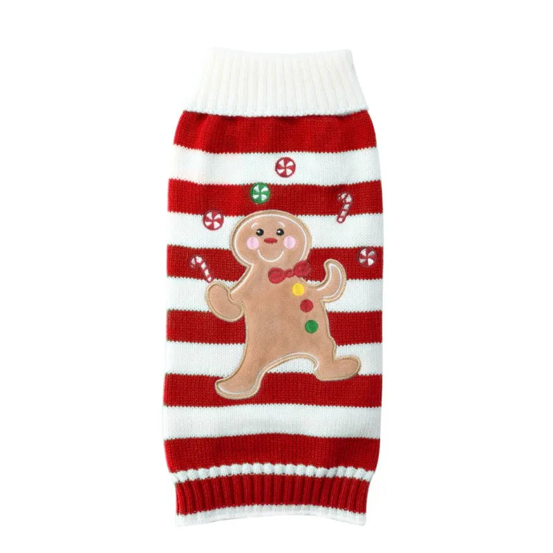Dog Christmas Clothes Winter Dog Sweater Warm Clothing 2025 Pupppy Sweatshirt Dog Coat for Large Dogs Striped Print Pet Pullover Good Vibrations