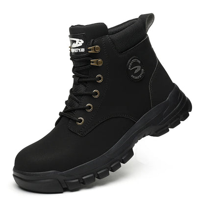 High Top Men Work Shoes Anti-Puncture Anti-smash Work Sneakers Slip Resistant Comfortable Soft Water Resistant Work Hiking Boots Good Vibrations