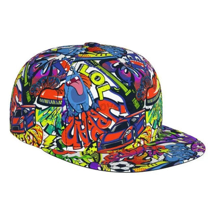 Colorful Graffiti Art Print Baseball Cap Adjustable Snapback Hat for Men Women Unisex Hip Hop Caps Flat Bill Brim Hats Good Vibrations