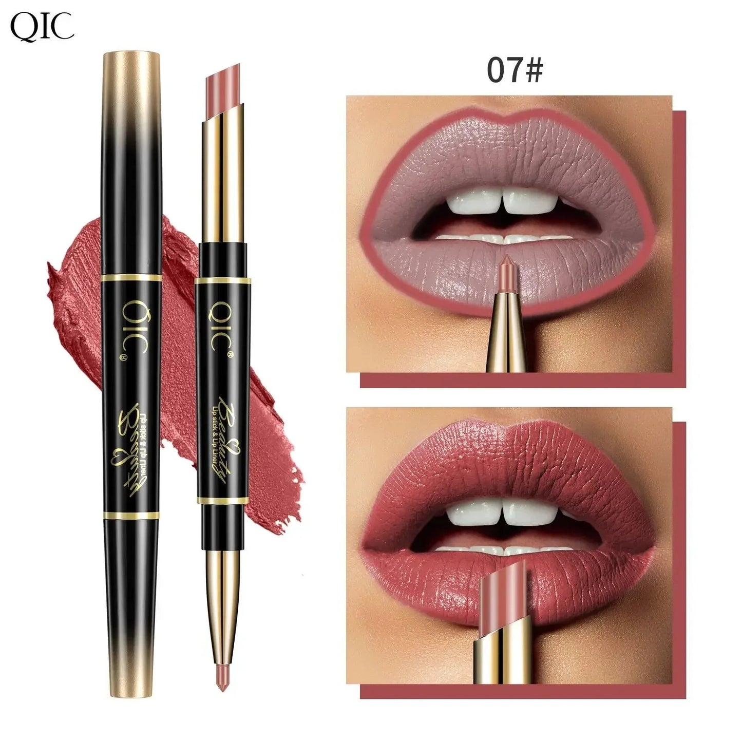 2 In 1 Matte Lipstick lip liner Long lasting waterproof Makeup for women Korean Cosmetics Beauty Make up female Good Vibrations