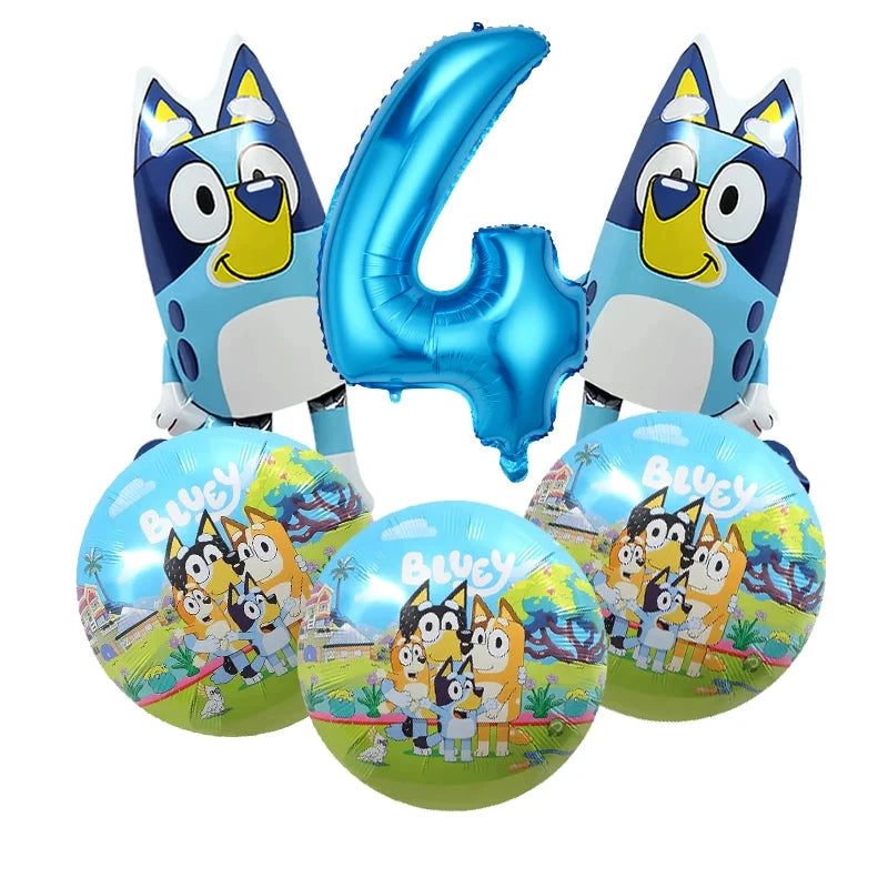 Bluey Christmas Birthday Party dinnerware Disposable Banner Cake Topper Hanging Flag bluey number Balloons Birthday Decoration Good Vibrations