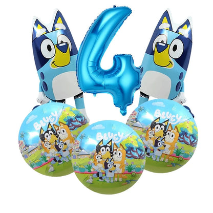 Bluey Christmas Birthday Party dinnerware Disposable Banner Cake Topper Hanging Flag bluey number Balloons Birthday Decoration Good Vibrations
