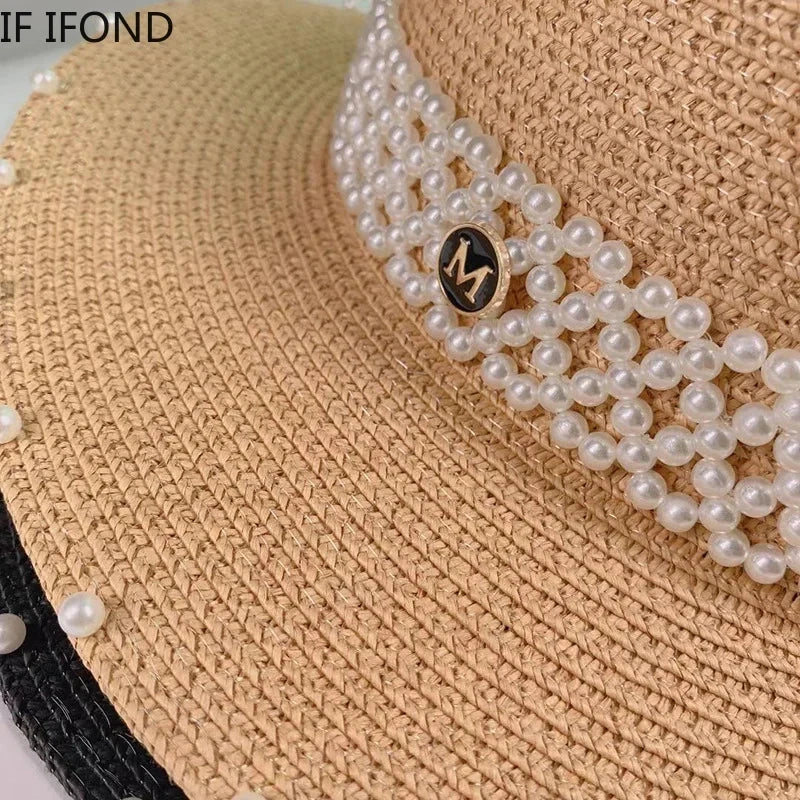New Elegant Women's Summer Straw Hat Fashion Derby Beach Sun Hats Holiday Panama Hats Chapeu Feminino Good Vibrations