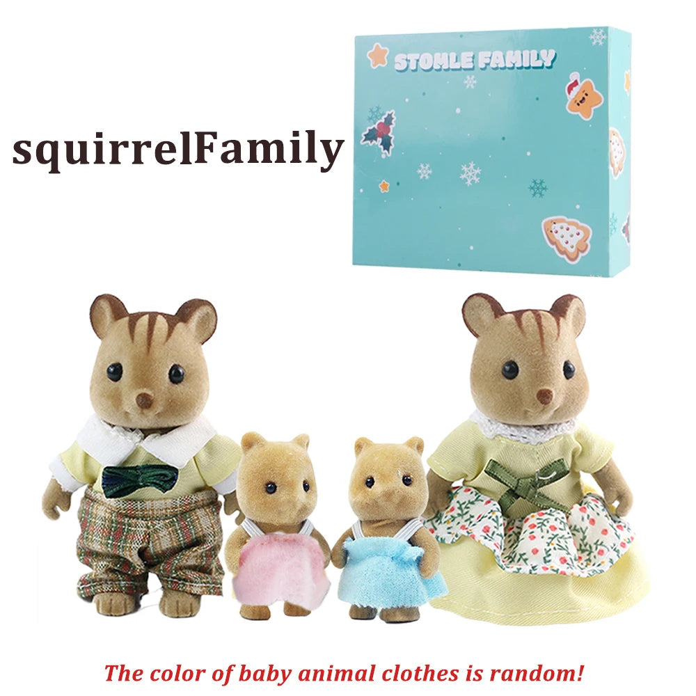 Box Packing Forest Family Reindeer Bunny Panda Animal Simulation Dollhouse Playset Play House Toy Accessories Xmas Gift for kids Good Vibrations