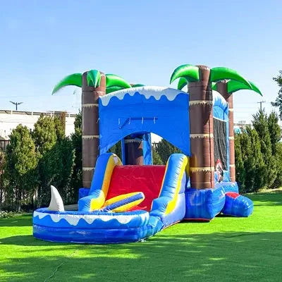 Commercial Outdoor Kids Adults Party Jumping Bouncy Castle Waterslide Toboggan Gonflable Inflatable Tropical Water Slide Good Vibrations