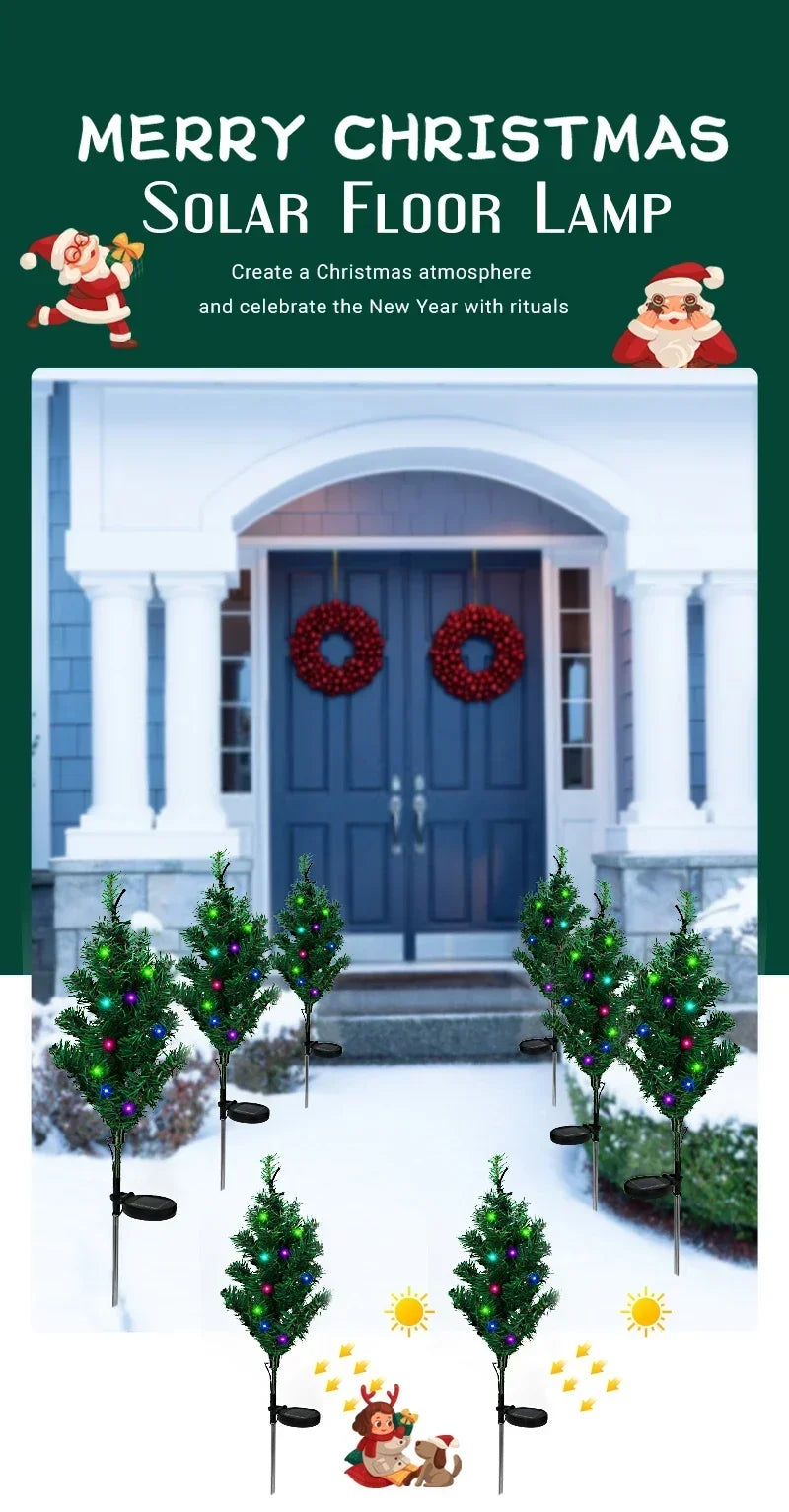 2025 Hot Outdoor Decoration Christmas Tree Light Solar Charging Simulation Pine Tree 20 LED Lawn Light Garden Decoration Light Good Vibrations