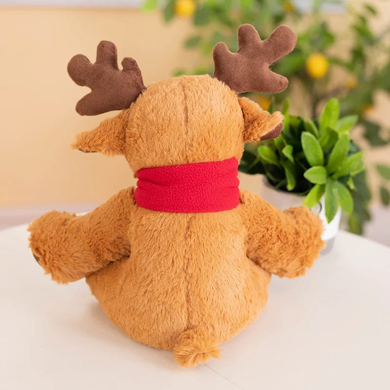 25cm Lovely Reindeer Plush Toys Kawaii Christmas Deer with Scarf Dolls Stuffed Soft Pillow for Christmas Decoration Gift Good Vibrations