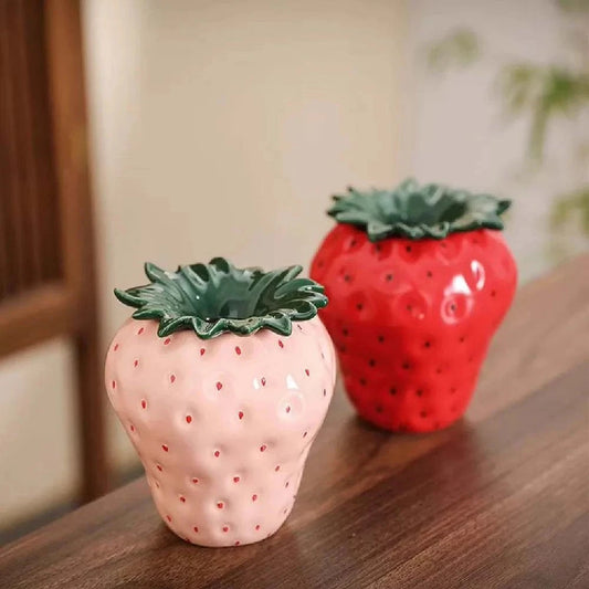 Ceramic strawberry ashtray with lid, windproof and fly ash proof, home, living room, office ashtray decoration, storage, and pro Good Vibrations Adult Super Store
