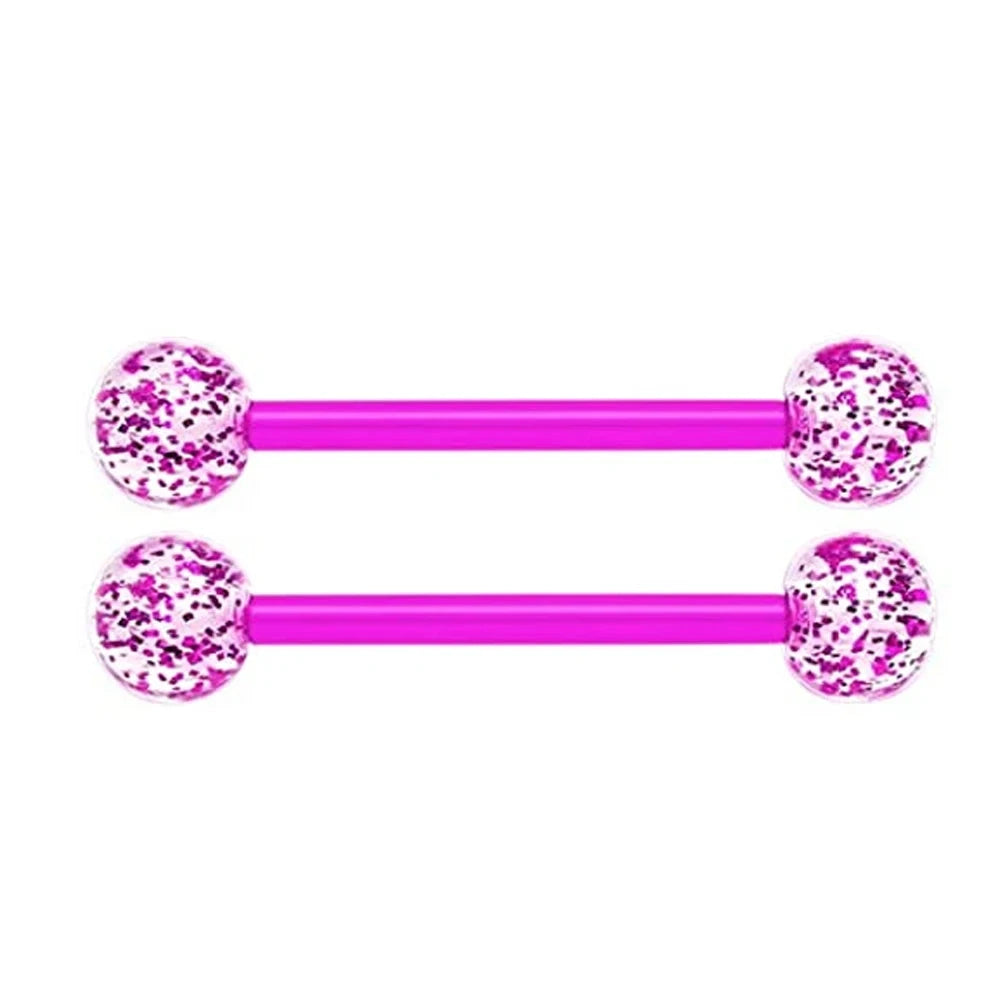2Pcs 14G 16mm Glow In The Dark Flexible Acrylic Straight Tongue Nipple Ring Retainer Piercing Fpr Woman and Man Good Vibrations Adult Super Store