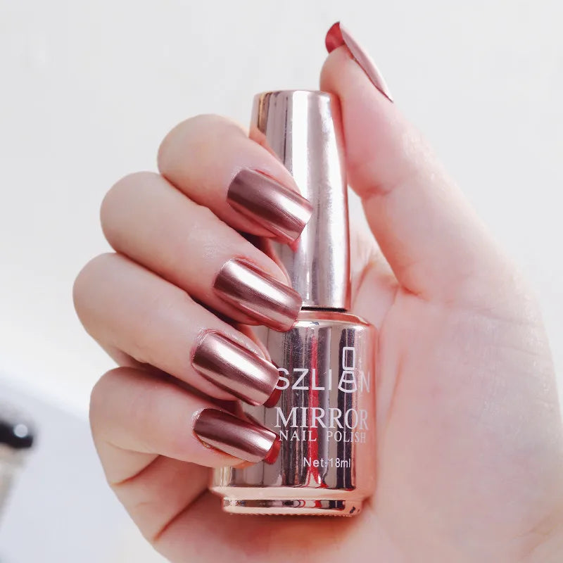 Mirror Effect Metallic Nail Polish Purple Rose Gold Silver  Nail Art Polish for Nails Manicure Lacquer Decoration Good Vibrations