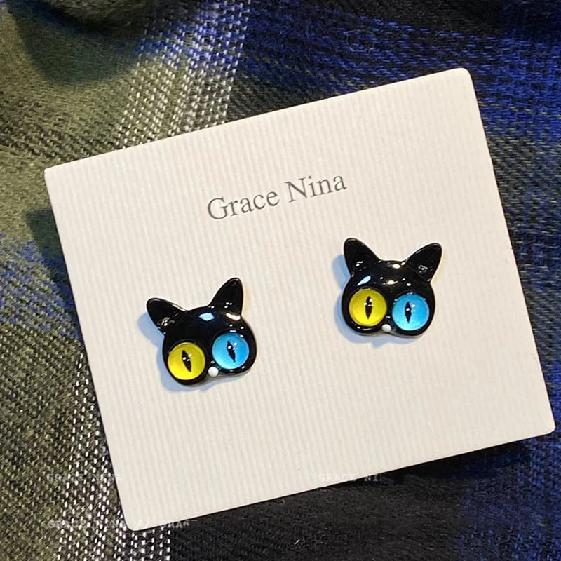 Kiss Jewelry Halloween Little Monster Wing Bat Eye Stud Earrings Women Cute Animal Eye Punk Earring Girls Y2K Brincos Party Gift Good Vibrations