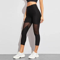 2024 Women Leggings Gothic Insert Mesh Design Trousers Pants Big Size Black Sportswear New Fitness Leggings Good Vibrations