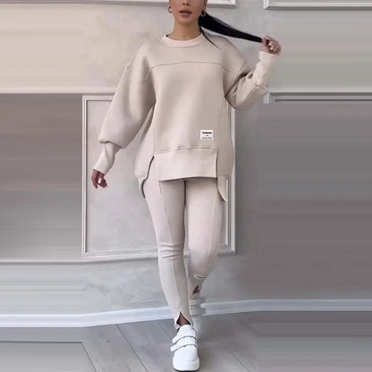 New Women's Fashion Casual Sweatshirt + Trousers Cover Autumn Winter O Neck Long-sleeved Hoodie Women's Suit Sports 2piece Set Good Vibrations