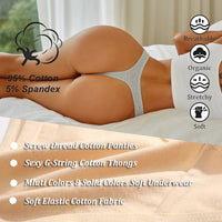 4PCS/Set Women Cotton Panties Seamless Low Rise Thongs V-Waist Solid Color Breathable Underwear Female Soft Lingerie Intimates Good Vibrations