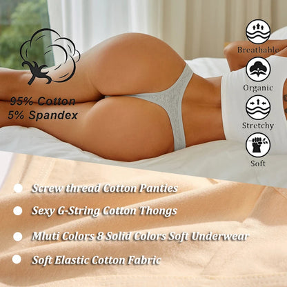 4PCS/Set Women Cotton Panties Seamless Low Rise Thongs V-Waist Solid Color Breathable Underwear Female Soft Lingerie Intimates Good Vibrations