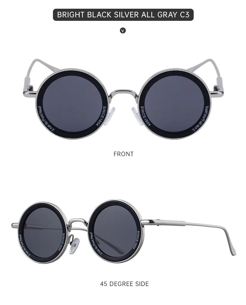 Round Steampunk Sunglass Men Vintage Punk Sunglasses Women Trendy Retro Fashion Glasses Gafas De Sol Hombre Lunette Soleil Femme Good Vibrations