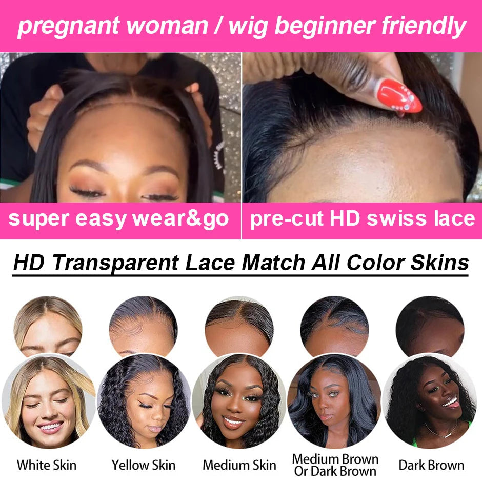 Water Wave Glueless 13*4 Wig  Lace Wig 180% Pre-Plucked Natural Wave Wear Go Glueless Curly Human Hair Wigs For Women Good Vibrations