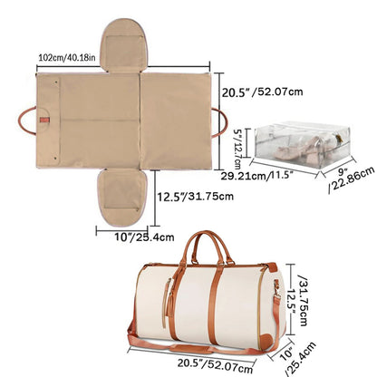 1pc Foldable Women's Travel Convenient Carry-on Clothing Bag Large PU Leather Duffel Bag Women's Business Travel Bag Good Vibrations