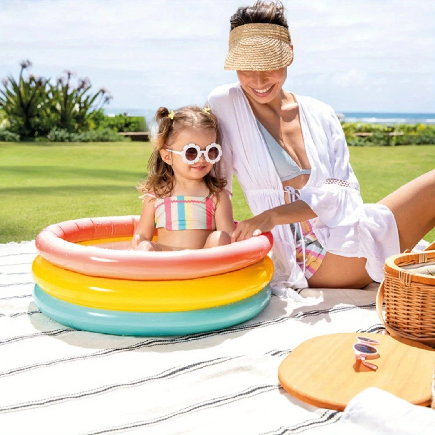 Tricolor Inflatable Baby Paddling Pool Pool Bath Sand Pool Ocean Ball Pool Good Vibrations