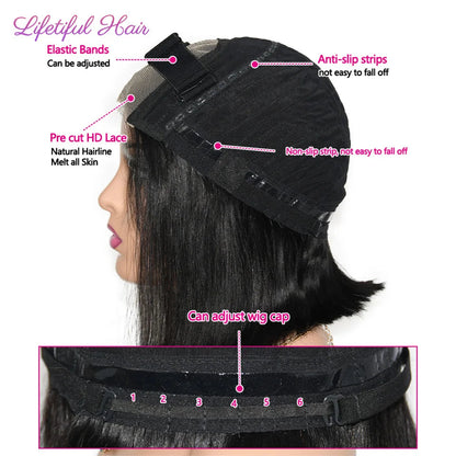 Glueless Bob Hair Wig Human Hair Ready To Wear Straight Transprent 4x4 Lace Closure Wigs For Women Glueless Wigs Human Hair Good Vibrations