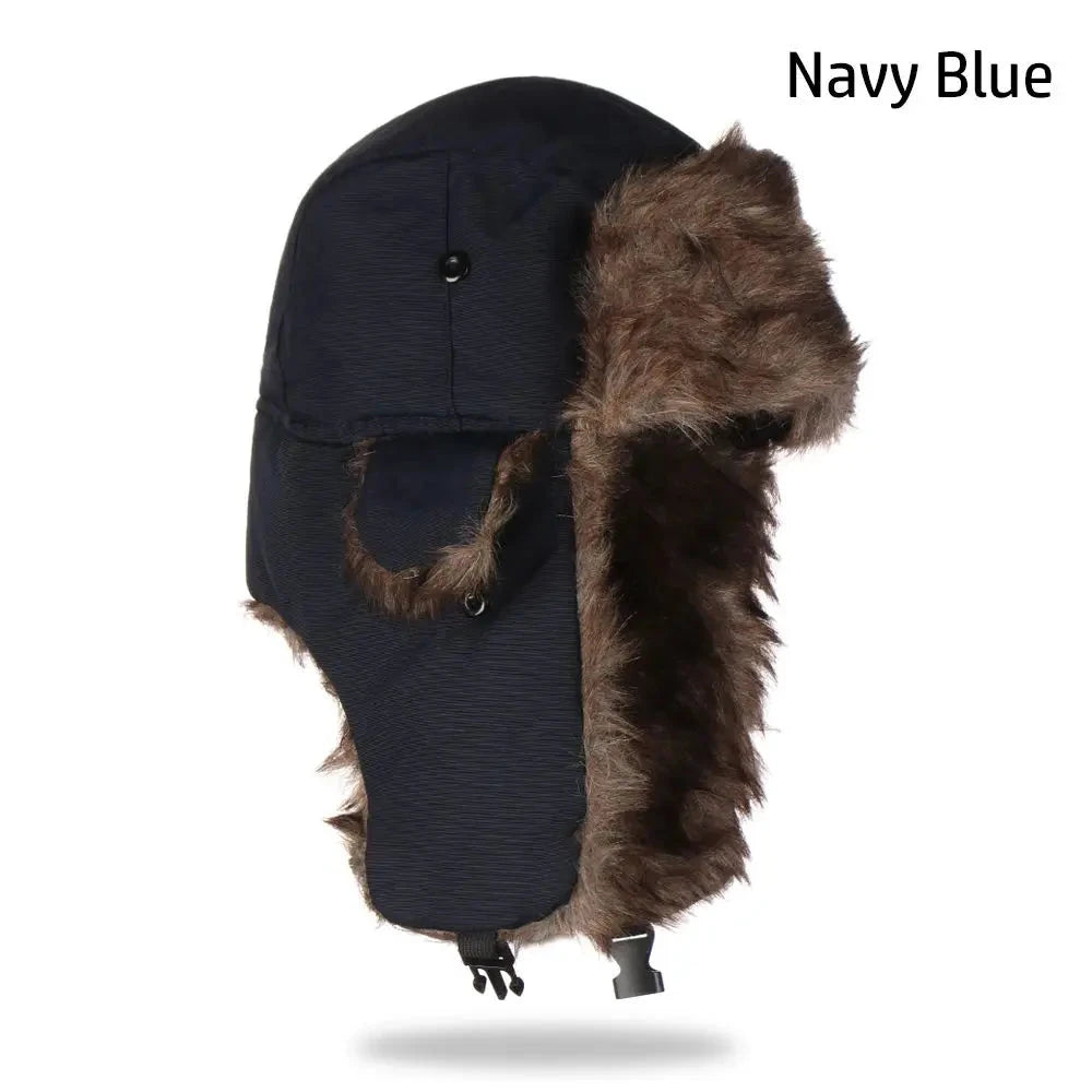 Men Women Trapper Bomber Hats Russian Ushanka Warm Winter Fur Earflap Hat Outdoor Sports Skiing Hunting Fishing Plush Cap Good Vibrations