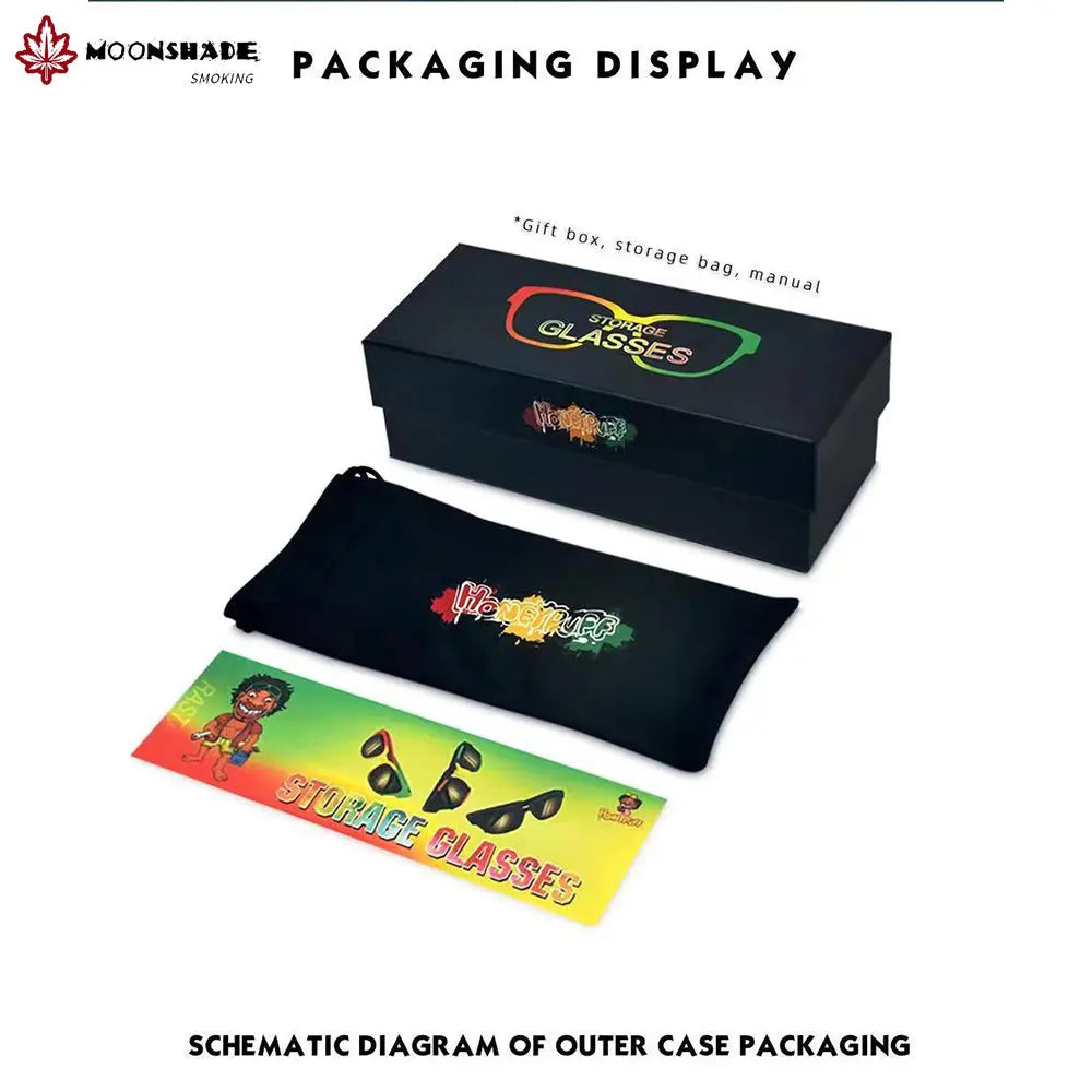 MOONSHADE Sunglasses Hidden Horn Tube Storage Removable Rolling Paper Glasses Holder Cigarette Case for Smoking Cool Gadget Good Vibrations