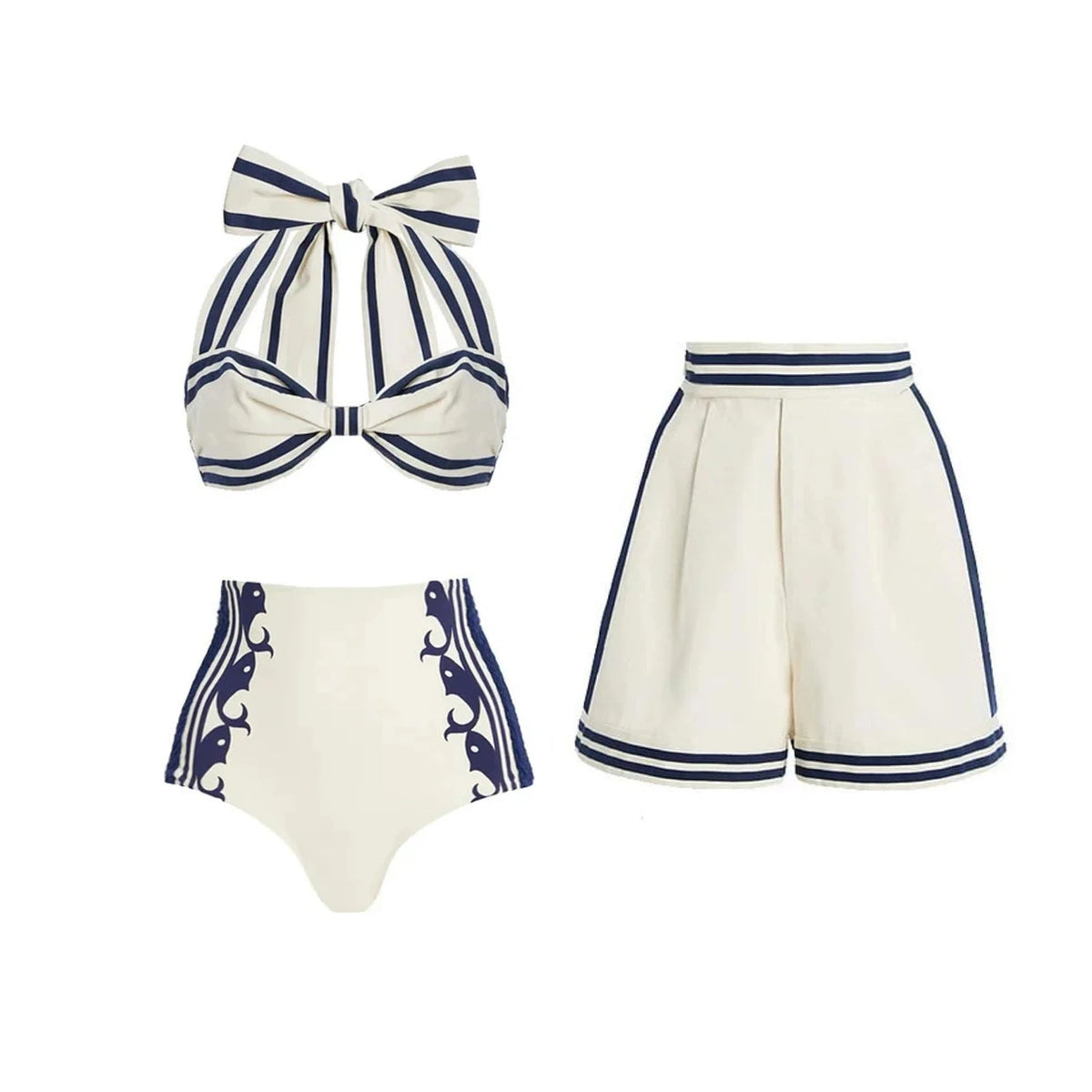 2Pcs Striped Swimsuit With Long Skirt Sexy Women Bikini Push Up Swimwear Halter Biquini Female Bathing Suit Slimming Beachwear Good Vibrations