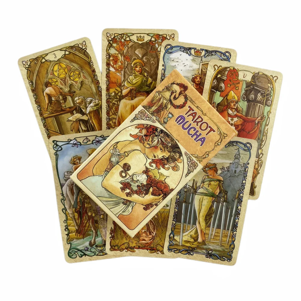 Tarot Mucha Cards Tarot Deck Card Game Toy Tarot Divination Card Game Board Guidance Divination Good Vibrations