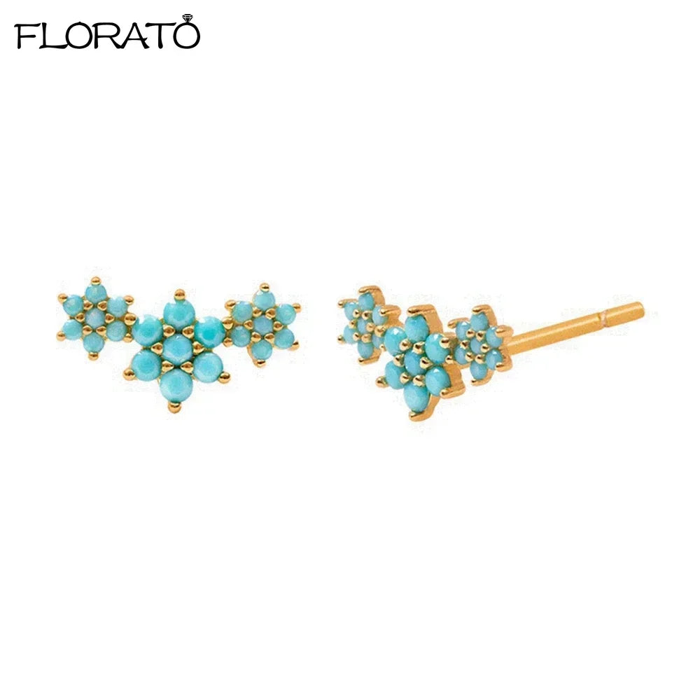 925 Sterling Silver Needle Summer Blue Earrings Trend 18K Gold Hoop Earrings for Women Fashion Puncture Jewelry Ear Accessories Good Vibrations