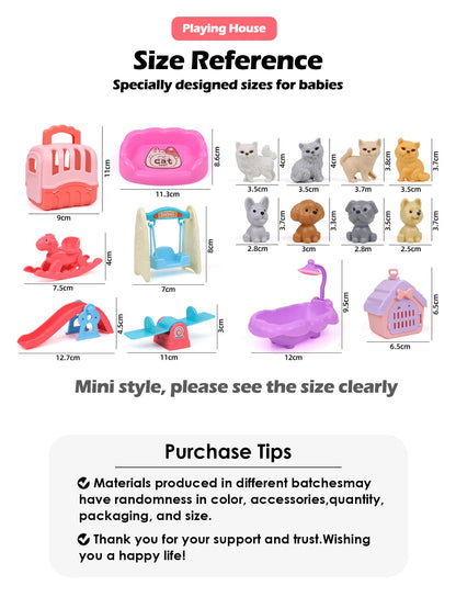 Mini doll pet accessory set, children's playhouse toy pet set, cat and dog bath, park, scene set, birthday and Christmas gifts Good Vibrations