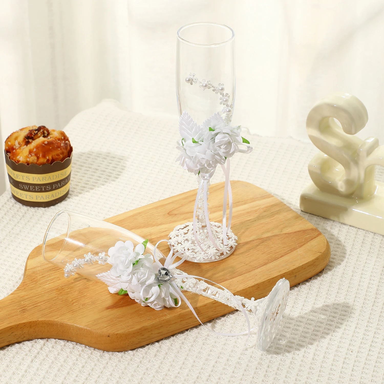 Wedding Champagne Glasses for Bride and Groom Wedding Toasting Flutes Good Vibrations