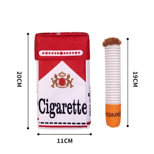Cigarettes Dog Toy Imitation Cigar Chew Toy Interactive Plush Dog Chew Toy Funny Stuffed Dog Toys Novelty for Chewing Teething Good Vibrations