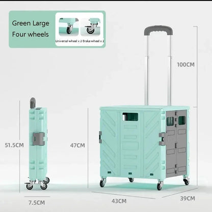 Home Supplies Trolley Shopping Storage Containers Folding Cart Plastic Shopping Cart Vehicle Mounted Storage Box Bag On Wheels Good Vibrations