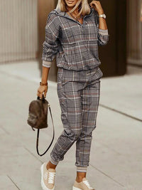 Spring Autumn Lady Casual Long Pants Suit Women Patchwork Zip Top Print Trousers Set Loose High Waist Pants Two Piece Set Outfit Good Vibrations