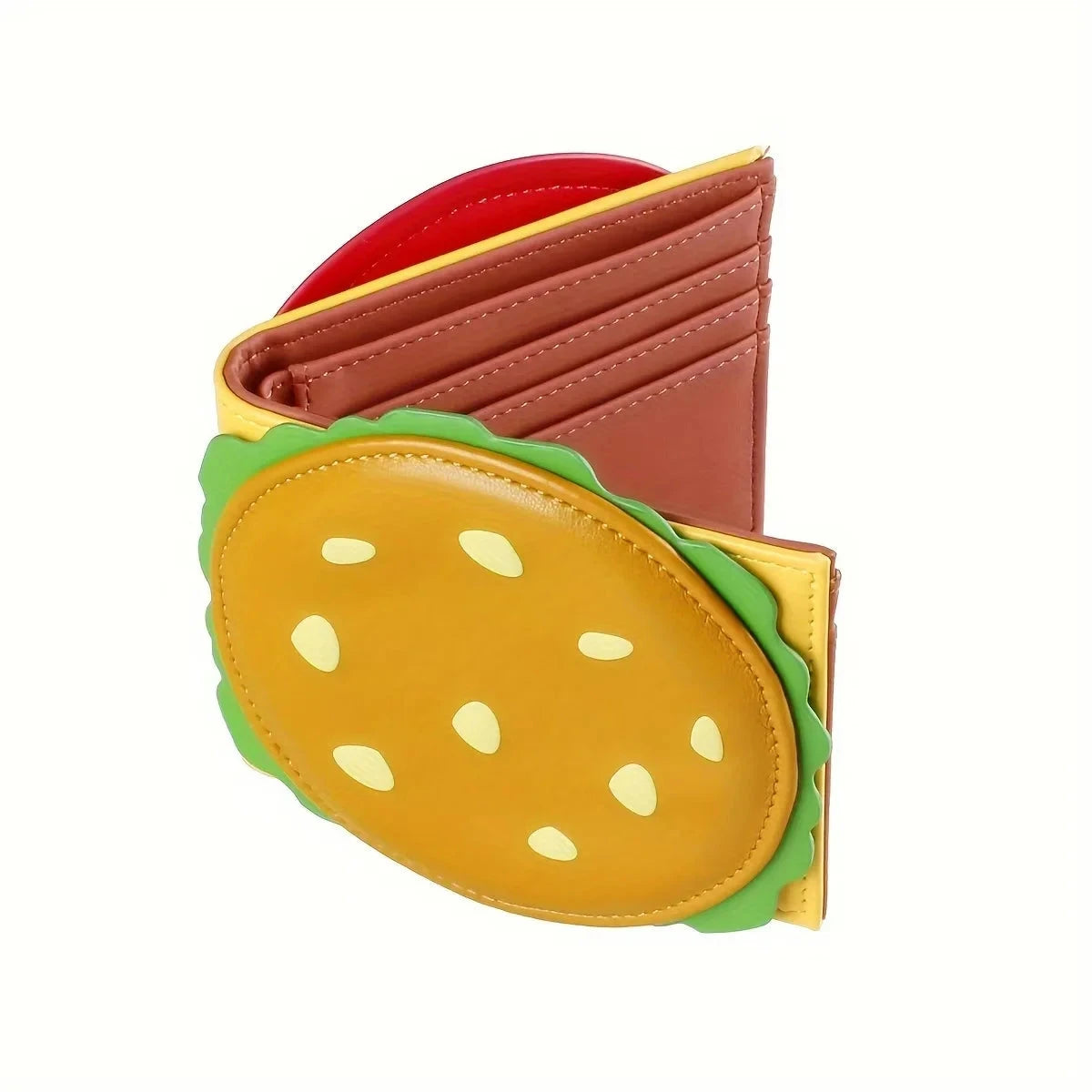 A cute wallet in the shape of a cartoon hamburger,PU leather wallet,coin purse,card holder，RFID Good Vibrations