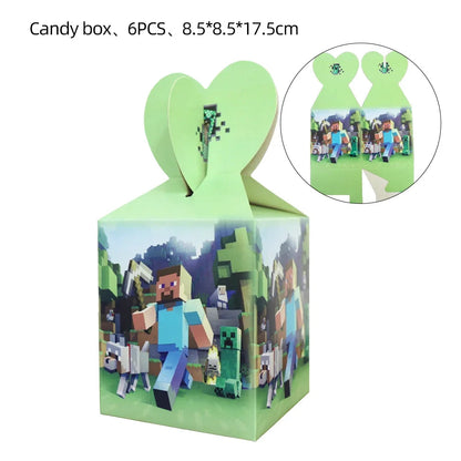 Mineres Craftings Party Decorations World Game Tableware Cup Plate Balloon Tablecloth Boys Birthday Party Supplies Kids Gift Good Vibrations