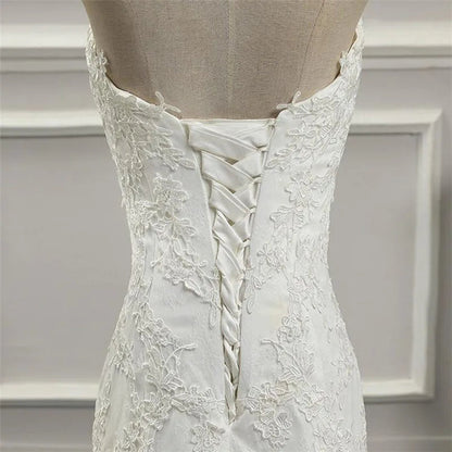 Vestidos Para Mujer Elegantes Para Boda New Strapless Slimming Fishtail Sweet Lace French Light Luxury Bride Light Wedding Dress Good Vibrations