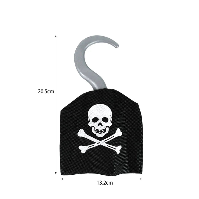 Pirate Captain Cosplay Costume Props Hat Hook Skeleton Eye Patch Kids Favors Gift Toy Pirate Party Halloween Decoration Supplies Good Vibrations