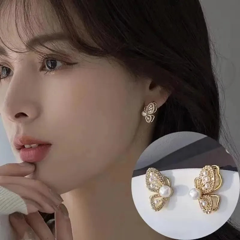 925 Silver Needle Korean Fashion Zircon Geometric Earrings For Women Jewelry 2026 Trending Luxury Crystal Cross Stud Earrings Good Vibrations