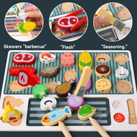 Simulation Kitchen Pretend Toy Wooden Toddler DIY BBQ Toy Set Classic Game Montessori Educational Toy For Children Kids Gift Good Vibrations