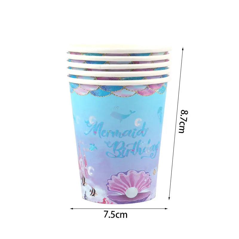 Mermaid Party Decorations Supplies Mermaid Disposable Plates Cup Napkins Set for Girls Baby Shower Mermaids Princess Birthday Good Vibrations