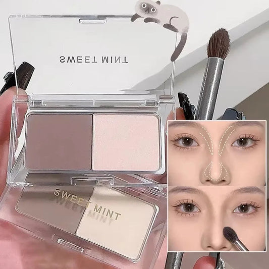 2 Color Tone Shading Shadow Powder Palette Contouring Highlighting&Bronzer Brighten Contour Three-dimensional Nose Makeup 쉐딩 팔레트 Good Vibrations