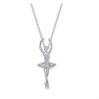Crystal Charm Color Zircon Choker Dancing Girl Ballerina Dancer Pendant Necklace Jewelry Gift for Ballet Girls Women Good Vibrations