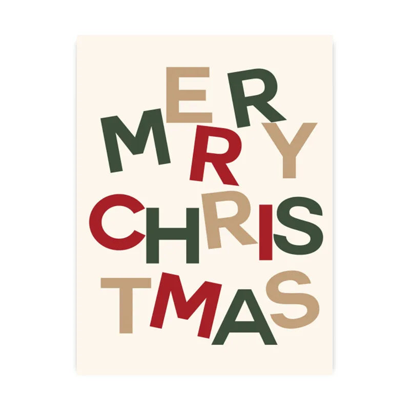 Christmas Tree Santa Claus Snowman Reindeer Posters Prints Canvas Printing Wall Art Pictures for Holiday Living Room Home Decor Good Vibrations