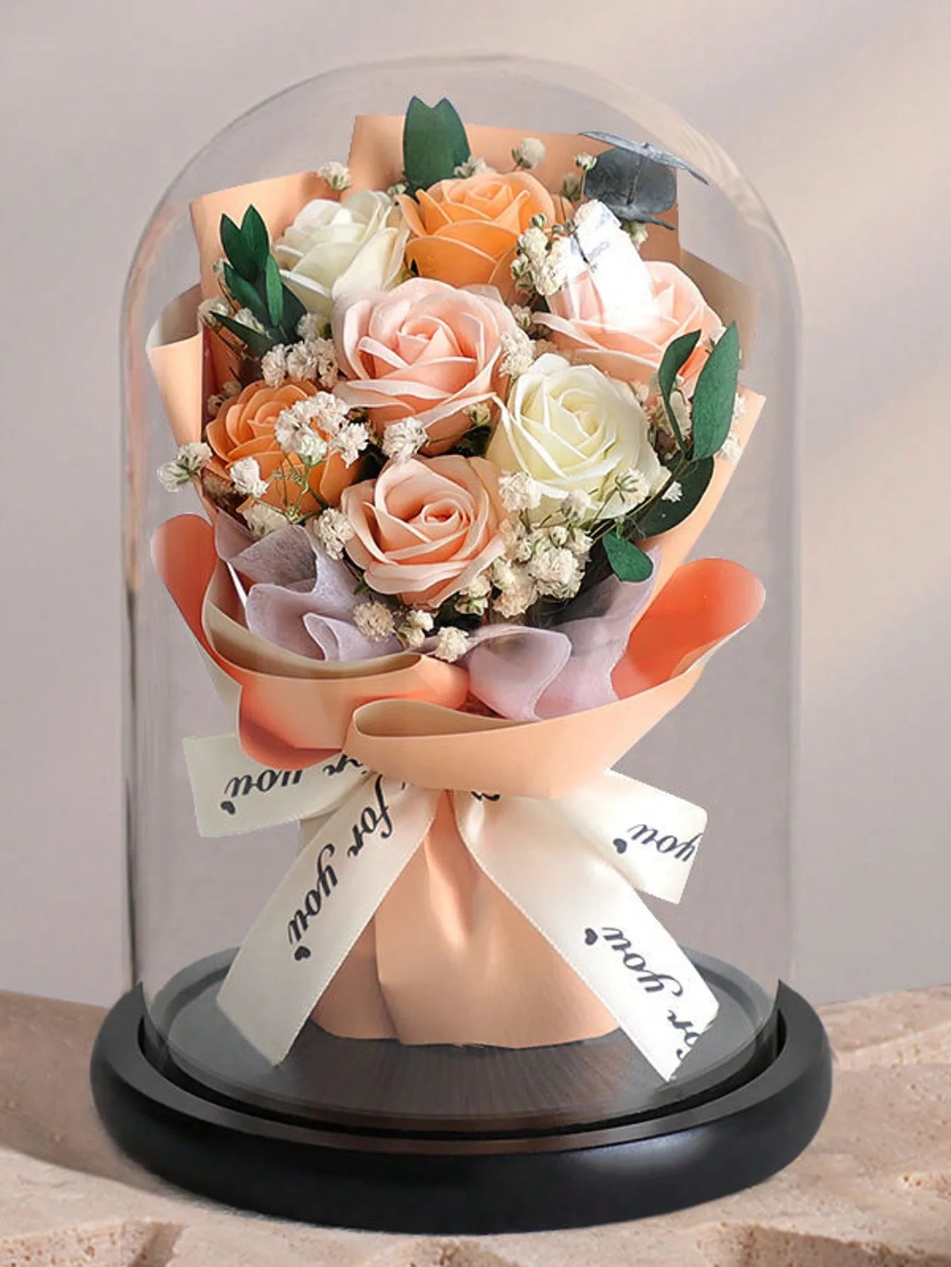 Forever Preserved Real Rose in Glass Dome Women Valentines Day Gifts Eternal Flower for Mother's Day Anniversary Birthday Good Vibrations
