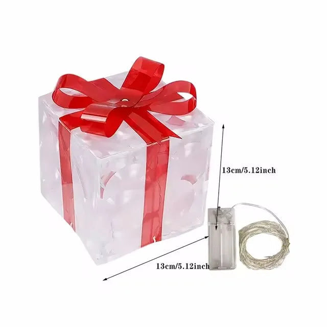 Christmas Glowing Gifts Box Decoration Ornament With Bow Lighting Box Outdoor Light Lighting Xmas New Year 2024 Home Yard Decor Good Vibrations